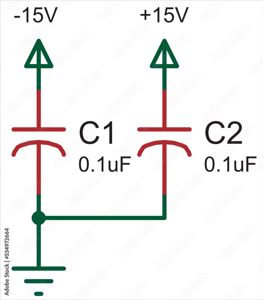 Vector electrical circuit with capacitor and gnd. Electrical schematic ...