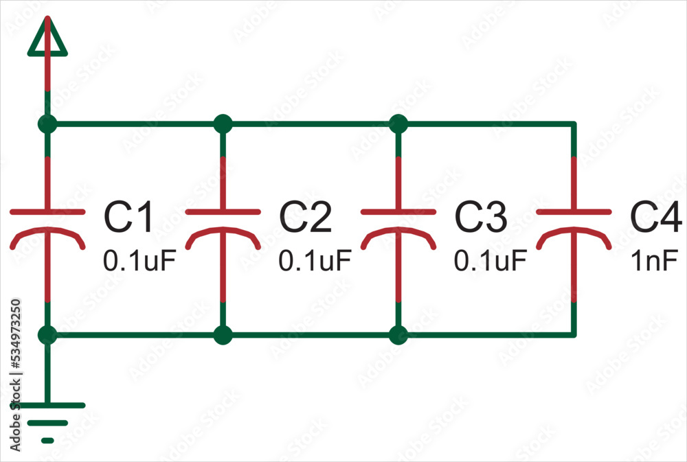 Vector electrical circuit with capacitor and gnd. Electrical schematic ...