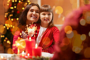 Poster - Happy family celebrating Christmas at home