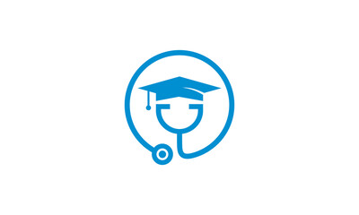 Poster - stethoscope and graduate logo design. creative education, health, doctor icon vector.