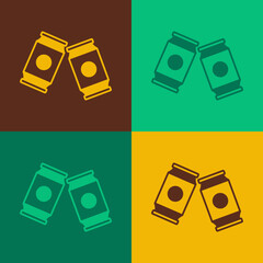 Canvas Print - Pop art Beer can icon isolated on color background. Vector