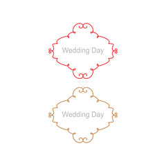 Wedding Day Ornamental Labels Set isolated On White