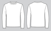 Men's Long Sleeve T-shirt With Front And Back Views 