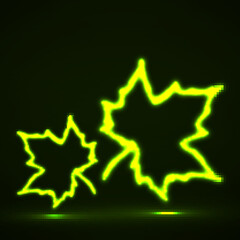 Wall Mural - maple leaves neon sign, autumn glowing symbol