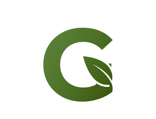 letter g with leaf logo. Initial logotype design. eco friendly, ecology and environment symbol. isolated vector image