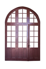 Wall Mural - red brown traditional style wooden door on white background