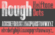 © Mike - Rough Halftone dots bold Condensed Font. Uppercase and Lowercase. Detailed, individually textured characters with an eroded rough rolled ink / halftone screen print texture. Unique design font.