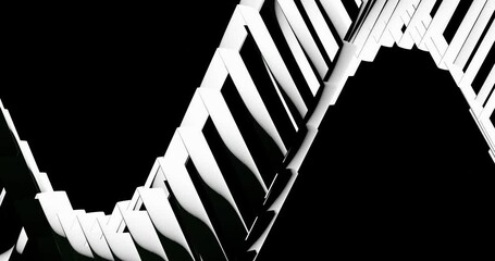 3d render with curve in white, black and dark green colors