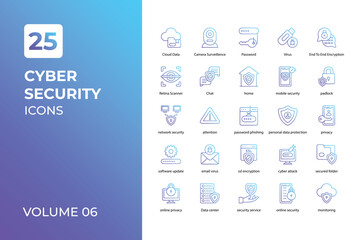 Wall Mural - Cyber security icons collection.