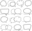 © LadadikArt - One line speech bubbles. Art drawing conversations messages, feedback and ideas. Empty communication frames, continuous lines tidy vector dialog elements