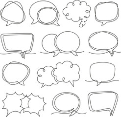 Wall Mural - one line speech bubbles. art drawing conversations messages, feedback and ideas. empty communication