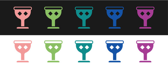 Wall Mural - Set Medieval goblet icon isolated on black and white background. Holy grail. Vector