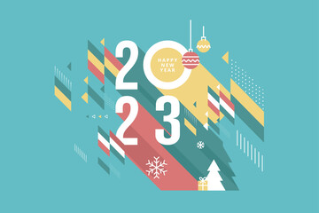 2023 New Year greeting card. Vector illustration concept for background, greeting card, party invitation card, website banner, social media banner, marketing material.