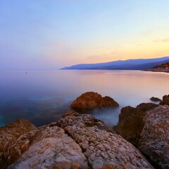 vertical summer view in popular Croatian resort - Rabac, Istria, Croatia,  Europe.. exclusive - this image sell only on adobestock	