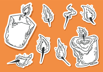 Wall Mural - Flame fire logo stickers badge isolated design element illustration