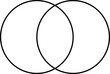 Two set venn diagram, chart. Black overlapping circles. Visual representation of similarities and differences. Isolated png illustration, transparent background. Business, economy concept.