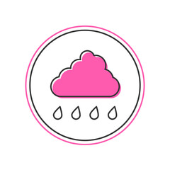 Canvas Print - Filled outline Cloud with rain icon isolated on white background. Rain cloud precipitation with rain drops. Vector