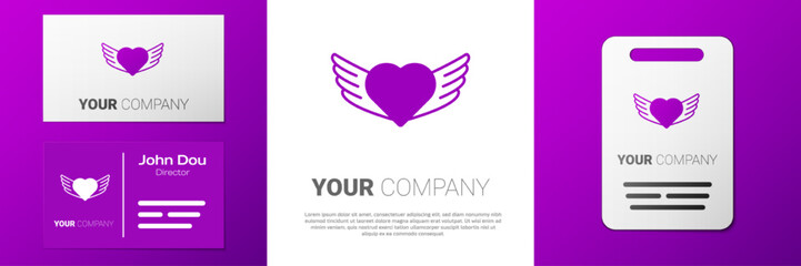 Poster - Logotype Heart with wings icon isolated on white background. Love symbol. Happy Valentines day. Logo design template element. Vector