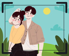 Wall Mural - photo happy korean couple