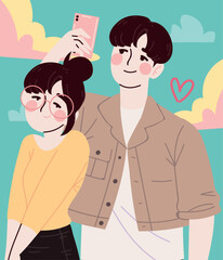 Poster - cute korean man and woman