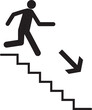person icon going down stairs going down arrow direction white background