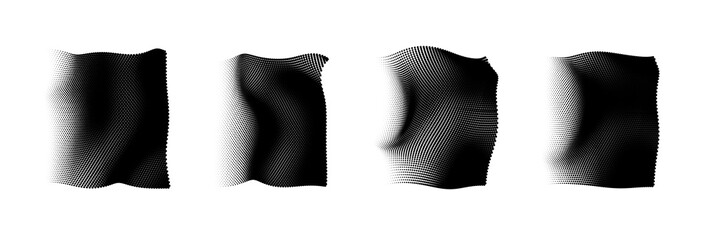 Wall Mural - vector illustration of monohrome halftone abstract shapes with distortion effect