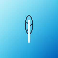 Wall Mural - Line Feather pen icon isolated on blue background. Colorful outline concept. Vector