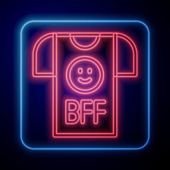glowing neon bff or best friends forever icon isolated on black background. vector