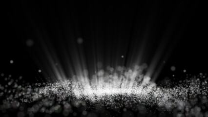 Wall Mural - White shine light particle. Transparent isolated on black background.