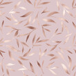 Elegant floral seamless pattern with rose gold leaves tile.