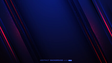 Wall Mural - Abstract diagonal red and blue motion light effect on dark blue background