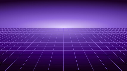 Wall Mural - violet perspective grid background hd, purple laser retro cyberpunk 80s sci-fi background