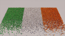 Irish Flag Formed From A Crowd Of People. Banner Of Ireland On White.