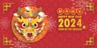 Happy chinese new year 2024 year of the dragon zodiac sign with flower,lantern, fan elements gong xi fa cai, greeting card paper cut style background vector illustration Translation Happy New Year