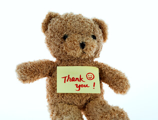 Teddy bear white paper sticker Thank you