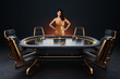 © Aliaksandr Marko - Croupier girl at the poker table, poker room. Poker game, casino, Texas hold'em, online game, card games. Modern design, magazine style.