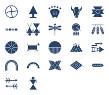 Native American Symbol And Sign Icon Set