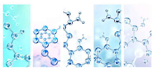 Wall Mural - set of vertical banners with models of abstract molecular structure. collection of backgrounds with 