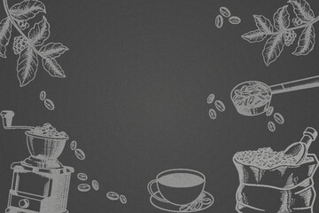 coffee retro in chalkboard background for template or banner,flyer social media.