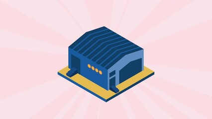 Poster - real estate isometric warehouse animation