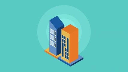 Poster - real estate isometric buildings animation