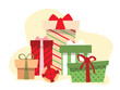 © New Africa - Many different beautiful gift boxes on white background, illustration
