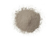 Pile of gray powder isolated on white background, top view, flat lay.