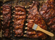 American style pork ribs marinated in barbecue sauce and glazed with honey and bbq souce.