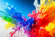 Leinwandbild Motiv Exploding liquid paint splashes in rainbow colors