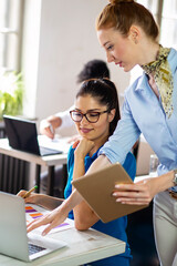 Wall Mural - Group of young business people in business training course in office. Business education concept