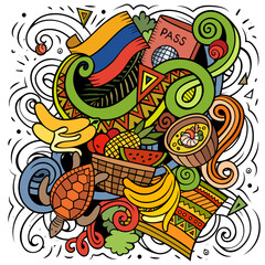 Sticker - Ecuador hand drawn cartoon doodles illustration. Funny design.