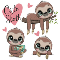 Canvas Print - Cute Cartoon Sloths