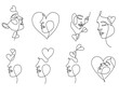 © Victoria - One line drawing abstract heart face of woman. Minimalist romantic logo