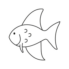 Wall Mural - Hand drawn vector illustration of an aquarium fish